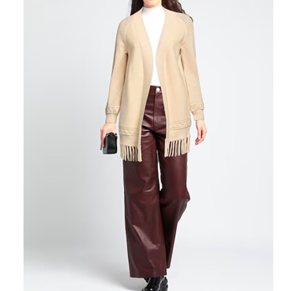 Italian Long Line Fringe Cardigan Sweater Duster